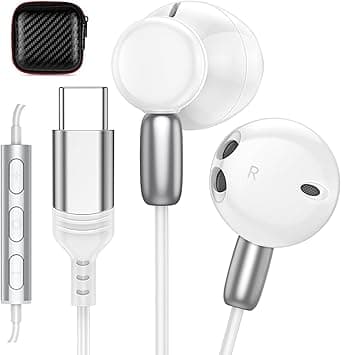 USB C Wired Headphones, for Galaxy S24 S23 Ultra, HiFi Stereo Type C Earbud Magnetic Earphone, Microphone, Volume Control Deep and Powerful Pure Bass Sound for 15 Pro Max iPad Android Google Pixel 8 - Amazon.ae Price Tracker