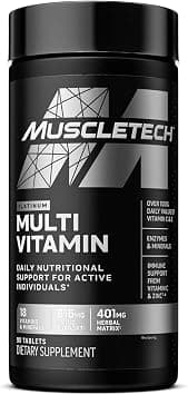Muscletech Platinum Multi Vitamin Daily Nutritional Support with Advanced Enzymes & Mineral Complex for Immune Support from Vitamin C & Zinc for Elite Athletes and Active Individuals, 90 Count - Amazon.ae Price Tracker
