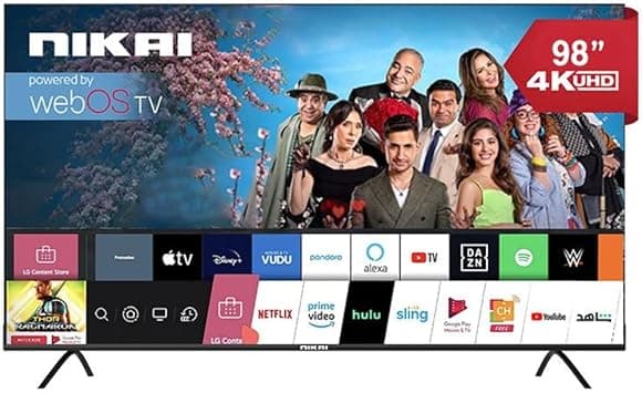 Nikai 98 Inch UHD LED WebOS Smart Tv Platinum Series, Magic Remote, Cinema Screen Design 4K Ultra HDR, Dolby Audio, Smart Voice Control, Apps YouTube, Netflix, Prime, Shahid – NIK100MEU4STN - Amazon.ae Price Tracker