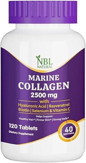 NBL Natural Hydrolysed Marine Collagen 2500mg with Hyaluronic Acid, Resveratrol, Biotin, Selenium & Vitamin C, 120 Tablets - Amazon.ae Price Tracker
