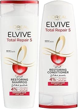 L’Oréal Paris Elvive Total Repair 5 Repairing Shampoo 400ml + Conditioner 360ml For Damaged Hair & Split Ends - Amazon.ae Price Tracker