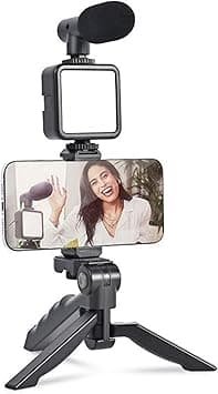 Coku 6 in 1 Vlogging Kit for iPhone, Android with Tripod | LED Light, Cardioid Microphone, Phone Holder, Bluetooth Remote & Microphone Cable | Video Making Kit for Camera, Video Shoot, Youtubers - Amazon.ae Price Tracker