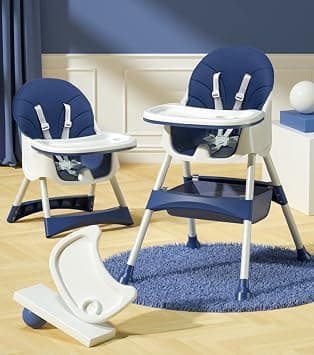 Honelevo Feeding Portable Adjustable Height Foldable High Chair (Dark Blue) - Amazon.ae Price Tracker