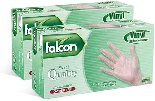 Falcon EZUK Vinyl Gloves - Clear Powder Free Medium (2 Packs x 100 Pieces) - Amazon.ae Price Tracker