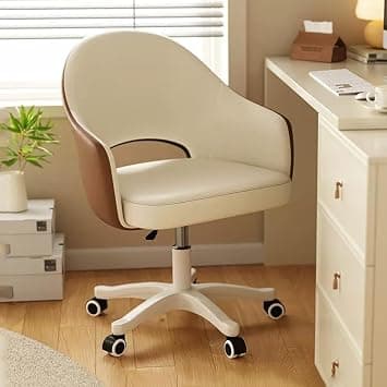 YelaJoy Swivel Work Chair,Home Desk Chair with C-Shaped Backrest,Sponge Padded Cushion,Office Chair for Study Bedroom,Armchair Height Adjustable (Color : Beige+Coffee) - Amazon.ae Price Tracker