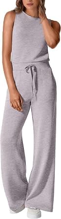 PRETTYGARDEN Womens Jumpsuits Summer Casual One Piece Outfits Sleeveless Wide Leg Long Pants Rompers - Amazon.ae Price Tracker