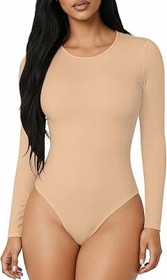 MANGOPOP Women's One Shoulder Off Sleeveless/Long Sleeve Tank Top Bodysuit Jumpsuits - Amazon.ae Price Tracker