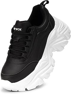 LUCKY STEP Women Chunky Platform Dad Black Casual Lace-Up Walking Sneaker - Amazon.ae Price Tracker