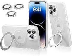 iPhone 14 Pro Case, 360 Rotating Brackets, Compatible with Magsafe, Anti -Fingerprint Matte Back, for iPhone 14 Pro(2022) 6.1"-Clear - Amazon.ae Price Tracker