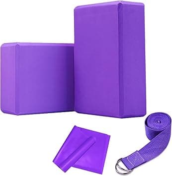 2 Pack Yoga Block & 1 Yoga Strap & 1 Resistance Band High Density EVA Foam Non-Slip Yoga Blocks Set for Yoga Pilate Gymnastics Fascia Exercise(Purple) - Amazon.ae Price Tracker