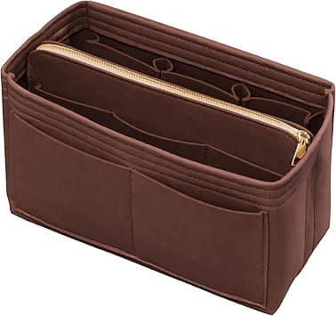 Purse Organizer Insert with Zipper Felt Bag Organizer Handbag Organizer Insert Bag in Bag Organizer with Key Chain for Tote Purse Bag Brown Medium - Amazon.ae Price Tracker