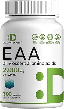 Essential Amino Acids (EAA) 2000mg Per Serving, 300 Capsules – Unflavored - 9 in 1, All BCAAs (Branched-Chain Aminos) – Lean Muscle Support & Natural Pre Workout Supplement - Amazon.ae Price Tracker
