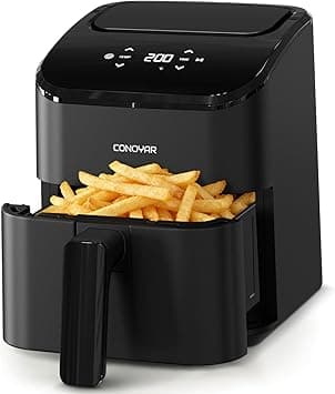 Digital 3L Air Fryer with LED Display, 1000W Airfryer with 80-200℃ Temperature Control and 60Mins Timer Touch Screen, Stainless Steel, Easy Clean Airfryer for home, Dishwasher Safe - Amazon.ae Price Tracker