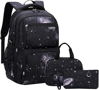 JiaYou Space Pattern Galaxy Backpack Boys Primary Junior Middle School Daypack Men High Middle School Laptop Bag(Star-Black,3Pcs Backpack Set) - Amazon.ae Price Tracker