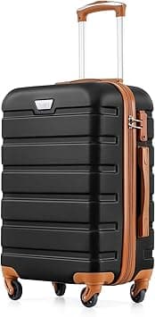 COOLIFE Carry on Luggage Travel Gear Trolley Bag ABS Lightweight Hard Shell Suitcase with TSA lock and Durable 4 Spinner Wheels (Black/Brown, S(20 inch)) - Amazon.ae Price Tracker