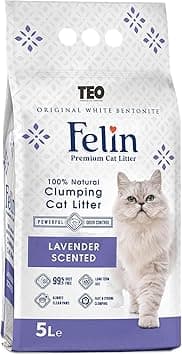 Felin Cat Litter Clumping 100% Natural Bentonite, Clumping 99.5% Dust Free, Forever Fresh, Pet-Friendly, Fighting with Odors Lavender Scented (5 L) - Amazon.ae Price Tracker