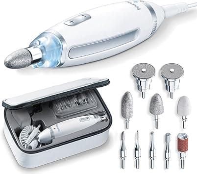 Beurer MP62 Home Manicure and Pedicure Set, Electric Nail File, 10 Attachments, For Natural, Acrylic and Gel Nails, Precision Light, Fast Rotation (2000-5400rpm), UK Plug and Storage Bag - Amazon.ae Price Tracker