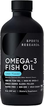 Sports Research® Omega-3 Fish Oil 4685mg - Sourced from Wild Caught Alaska Pollock - Natural Lemon Flavor, MSC Certified Sustainable - 8oz (48 Servings) - Amazon.ae Price Tracker