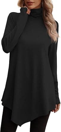 JUSTFASHIONNOW Turtle Neck Shirts for Women Long Sleeve Tunic Tops to Wear with Leggings Dressy Casual Fall Clothes 2025 - Amazon.ae Price Tracker