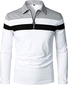 YTD Men's Long Sleeve Polo Shirts Quarter-Zip Casual Slim Fit Lapel Neck Basic Designed Cotton Shirts - Amazon.ae Price Tracker