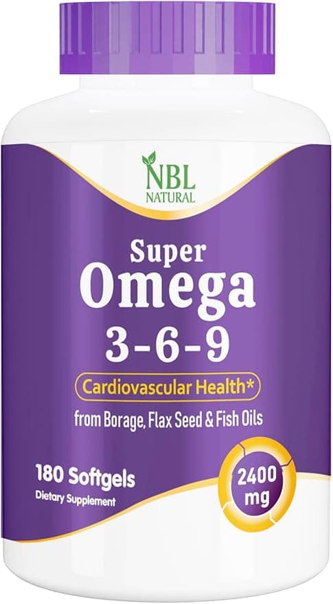 NBL Natural Super Omega 3-6-9 1200 mg with a blend of Fish, Borage and Flax Seed Oils, Skin, Hair, Heart, Memory Support, 180 Softgels - Amazon.ae Price Tracker