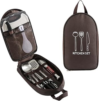 8 PCS Camping Cookware,Stainless Steel Outdoor Camping Kitchenware, Reusable and Portable kitchen Utensils, Cooking Utensil Set for Picnic, Camping, Trip,Home - Amazon.ae Price Tracker