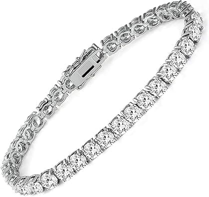 18k White Gold Plated CZ Tennis Bracelet, 4MM Cubic Zirconia Charm Bracelet for Women Men - Amazon.ae Price Tracker