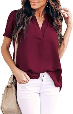 Allimy womens Casual Split V Neckline Blouses Soft - Amazon.ae Price Tracker