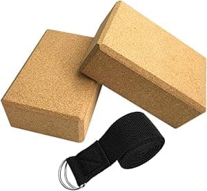 Yoga Cork Blocks With Adjustable Yoga Stretching Strap Yoga Cork Wood Bricks Adjustable Yoga Belt Yoga Band - Amazon.ae Price Tracker