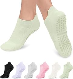 6 Pairs Women's Pilates Socks With Grips - Non-Slip for Yoga, Barre, Dance, Ballet, Barefoot Workouts, and Hospital Use | Grippy - Amazon.ae Price Tracker