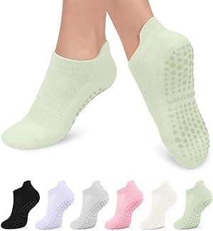 6 Pairs Women's Pilates Socks With Grips - Non-Slip for Yoga, Barre, Dance, Ballet, Barefoot Workouts, and Hospital Use | Grippy - Amazon.ae Price Tracker