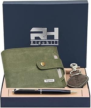 RIGOHILL Dogar Leather Wallets for Men, Keyring & Pen Combo Gift Set for Men | Wallet Men Leather Branded, Navy, Casual - Amazon.ae Price Tracker