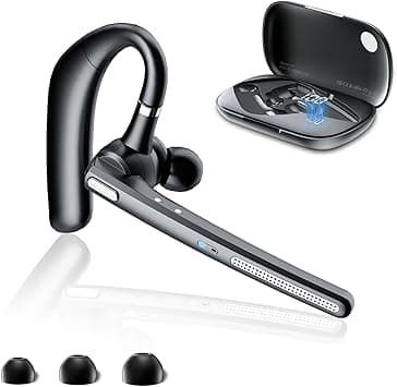 Bluetooth Headset V5.3, Wireless Earpiece with 500mAh Charging Case Hand-Free Headphones Noise Canceling Mic for Office/Driving/Business - Amazon.ae Price Tracker
