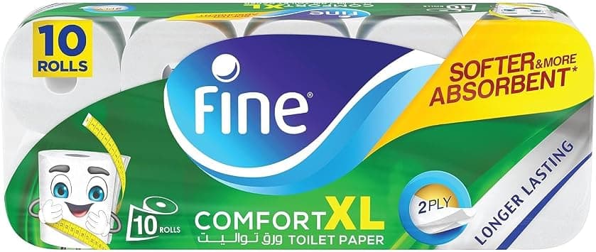 Fine Comfort XL Toilet Tissues Paper, 10 Rolls x 250 sheets x 2 Ply - Amazon.ae Price Tracker