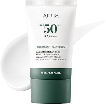 ANUA Heartleaf Silky Moisture Sun Cream SPF 50 PA++++, Korean Sunscreen, Face Sunscreen, Niacinamide, Fragrance Free, Travel Essentials, Low White Cast, 50ml /1.69fl.oz - Amazon.ae Price Tracker