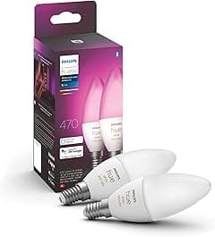 Philips Hue White & Colour Ambiance E14 Smart LED Candle Bulbs (2‑Pack) – 470 lm, Voice Control, Bluetooth & App, Works with Alexa, Google Assistant & Apple HomeKit,929002294205 - Amazon.ae Price Tracker