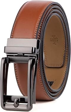 Founders & C Men's Leather Ratchet Comfort Click Belt Dress with Slide Buckle -Adjustable Trim to Fit - Amazon.ae Price Tracker