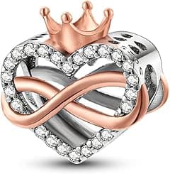MAKINGTEC 925 Sterling Silver Pendant Beads fit for Pandora Charm Bracelets, Girls Jewelry Beads Women Gift Bracelets and Necklaces, Mom Heart Love Dangle Charm Beads (Crown infinity love) - Amazon.ae Price Tracker