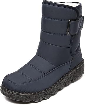 Snow Boots, Women's Warm Plush Lined Ankle Wellies Winter Waterproof Non-Slip Rubber Strong Grip Hiking Flat Classic Short Boots for Outdoor Hiking Ski Holidays Snowboard,Blue,40 EU - Amazon.ae Price Tracker