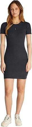 Calvin Klein womens WASHED WOVEN LABEL RIB DRESS Dresses - Amazon.ae Price Tracker