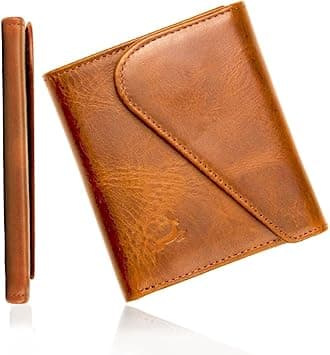 Slim Wallets for men | handmade Modern Minimalist front Pocket wallets | 6-12 Cards Geniune leather rfid wallet for men | Gift wallets with magnatic closure, Light Brown, 3.8 x 3.2 x 0.4 - Amazon.ae Price Tracker