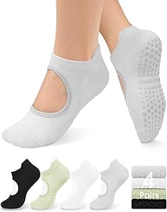 YeuG 4/6 Pairs Pilates Socks for Women - Non Slip Grip Socks for Yoga, Barre, Hospital, Barefoot - Amazon.ae Price Tracker