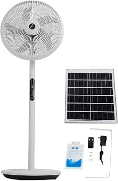 Portable Solar Panel Standing Fan,Rechargeable Battery Operated Pedestal Fans,3 Speed Silent Remote Control Floor Fan,Oscillating Fan - Amazon.ae Price Tracker