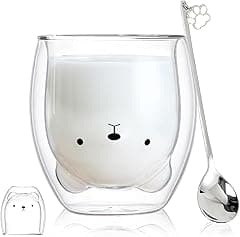 Cute Mugs Glass Double Wall Insulated Glass Espresso Cup, Coffee Cup, Tea Cup, Milk Cup, Best gift for Office and Personal Birthday (Bear) - Amazon.ae Price Tracker