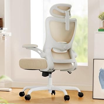 Marsail Ergonomic Office Chair: Office Computer Desk Chair with High Back Mesh and Adjustable Lumbar Support Rolling Work Swivel Task Chairs with Wheel 3D Armrests and Headrest (White) - Amazon.ae Price Tracker