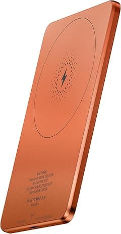 Powerology Qi2 Power Bank 5000mAh, Compatible with MagSafe, Ultra-Thin, Qi2 Wireless Portable Charger Fast Charging, Mobile Phone PD 20W Wired Charging, Strong Magnets, Aluminum Material - Orange - Amazon.ae Price Tracker