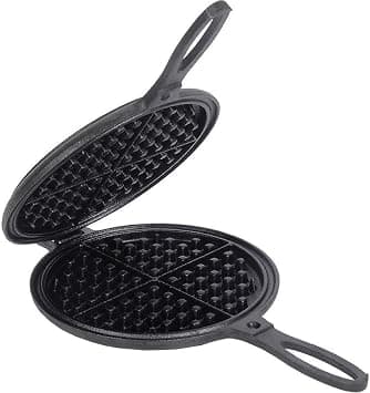 Lehman's Cast Iron Waffle Maker, Pre-Seasoned Stovetop 2 Piece Hinged Waffle Pan Makes 7" Round Waffles - Amazon.ae Price Tracker