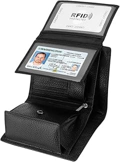 Trifold Billfold RFID Blocking Cowhide Leather Wallet for Men 10 Card Slots 2 ID Windows with Coin Pocket - Amazon.ae Price Tracker