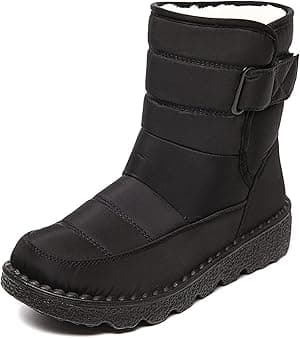 Snow Boots, Women's Warm Plush Lined Ankle Wellies Winter Waterproof Non-Slip Rubber Strong Grip Hiking Flat Classic Short Boots for Outdoor Hiking Ski Holidays Snowboard,Black,40 EU - Amazon.ae Price Tracker