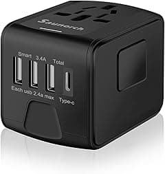 Universal International Travel Power Adapter W/ High Speed 2.4A USB-A, 3.0A USB-C Wall Charger, European Adapter, Worldwide AC Outlet Plugs Adapters for Europe, UK, US, AU, Asia-Black - Amazon.ae Price Tracker